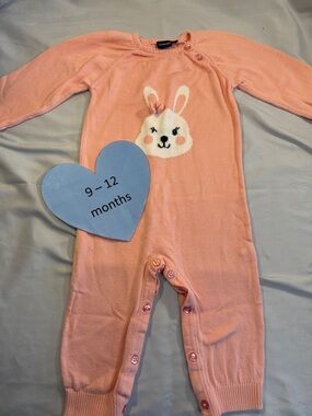 Juniors - Adorable Pink Bunny Kids Knit Romper/Jumpsuit
